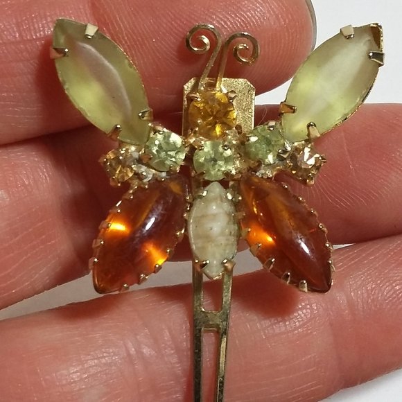 Vintage Lady Ellen Butterfly Gold Tone Metal - Picture 4 of 6